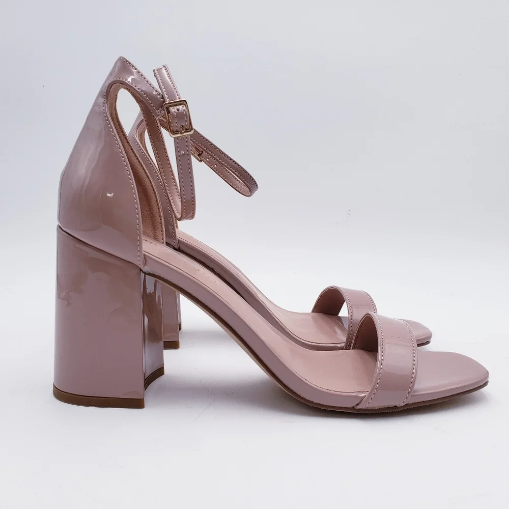 Madden Girl STAR Block Heel Platform Sandal Ankle‎ Strap Square Toe Pink Size 10